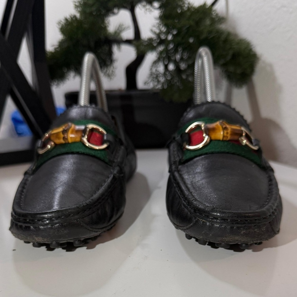 Gucci Black Moccasins women size 5 with Red and Green Accents - Picture 2 of 6